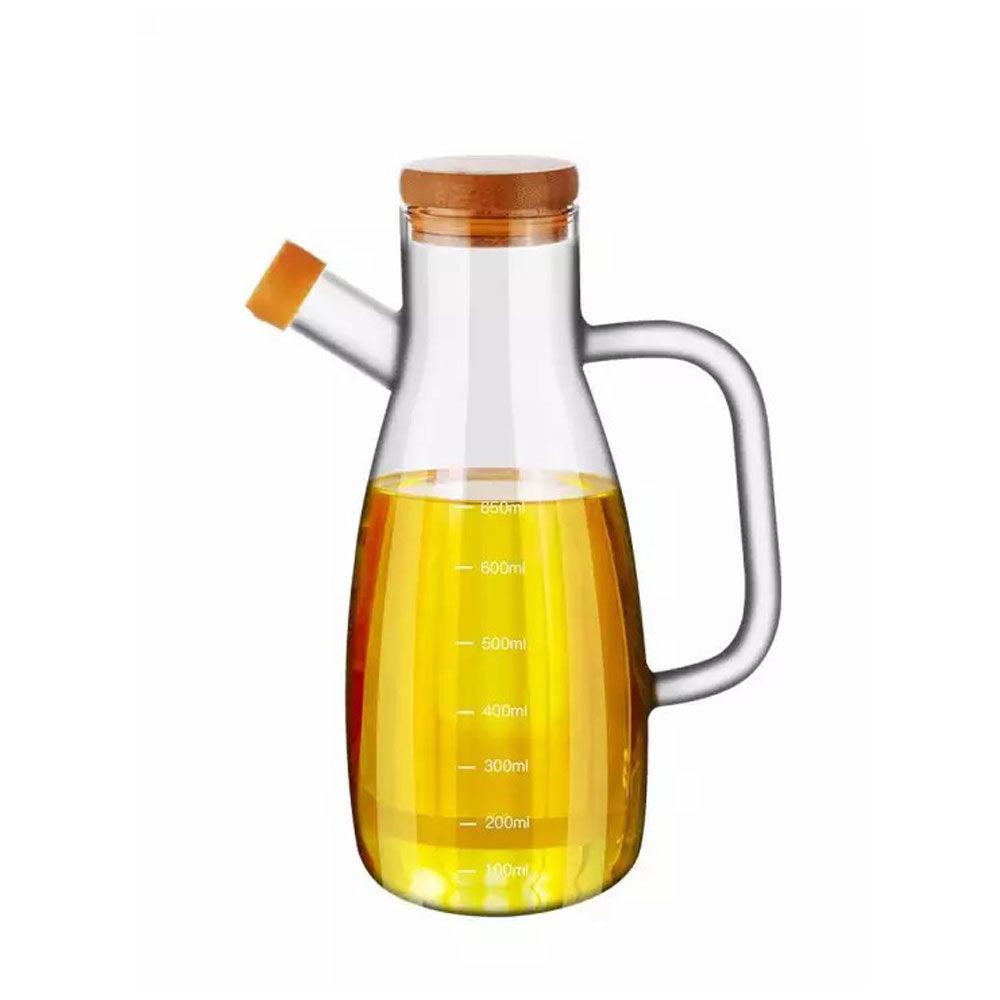 Migecon Kitchen Glass Oil Bottle Kitchen Canister Jar Can Leak proof High Borosilicate Glass Bamboo Cork Transparent Eco-friendly