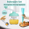 Migecon 1200ml Manual Egg Beater Whipping Cream Whisk Blender Coffee Grinder Baking Tools & Accessories Cake Accessories Strong Power 60 Seconds Fast Stirring