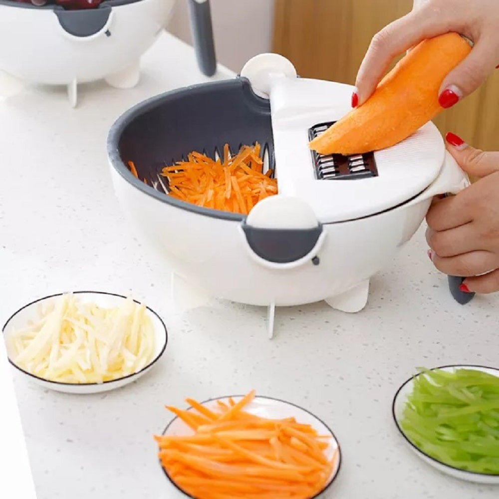 Migecon Multifunctional Rotate Vegetable Cutter Easy Food Chopper With Drain Basket Kitchen Veggie Fruit Shredder Grater Slicer