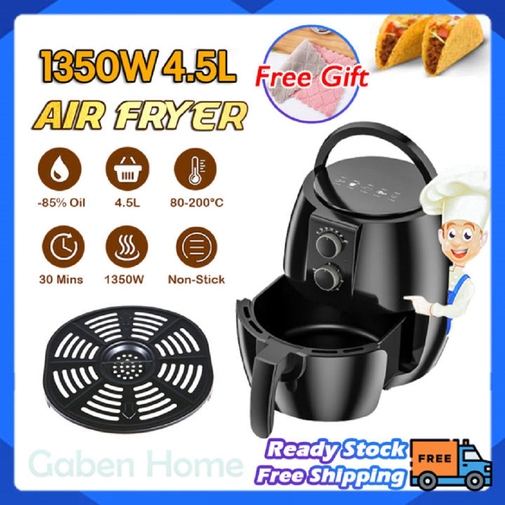 Air Fryer 4.5L Large Capacity Electric Deep Fryer Timing Multi Oil-free High-speed Fries Heating Hot Air Circulation Kitchen Non-Stick Cookware Cooker Oven