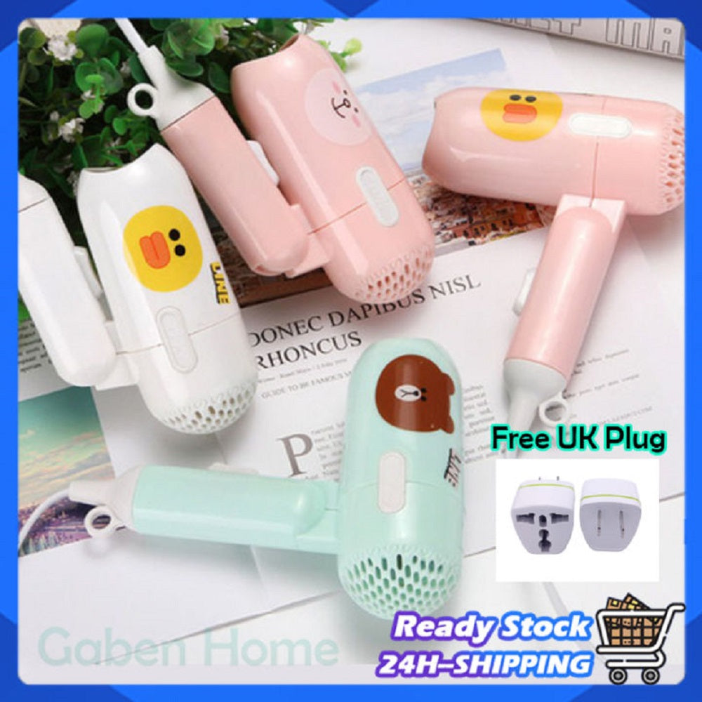 Foldable Cartoon Hair Dryer Mini Cute Line Friends Student Dormitory Travel Strong Wind Fast-Drying