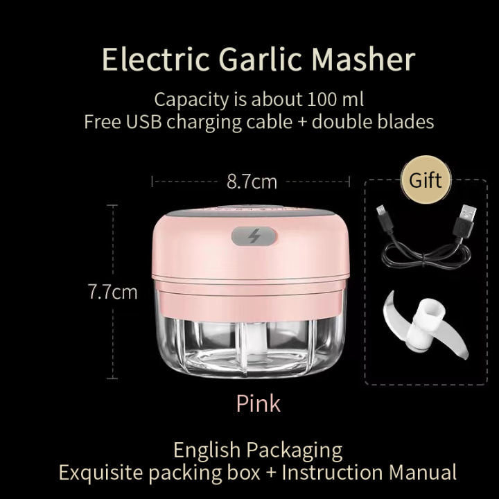 Garlic Machine Wireless Garlic Cutter 100ML & 250ML Mini Handheld Food Chopper Electric Waterproof Safe Meat Grinder Kichen Tool