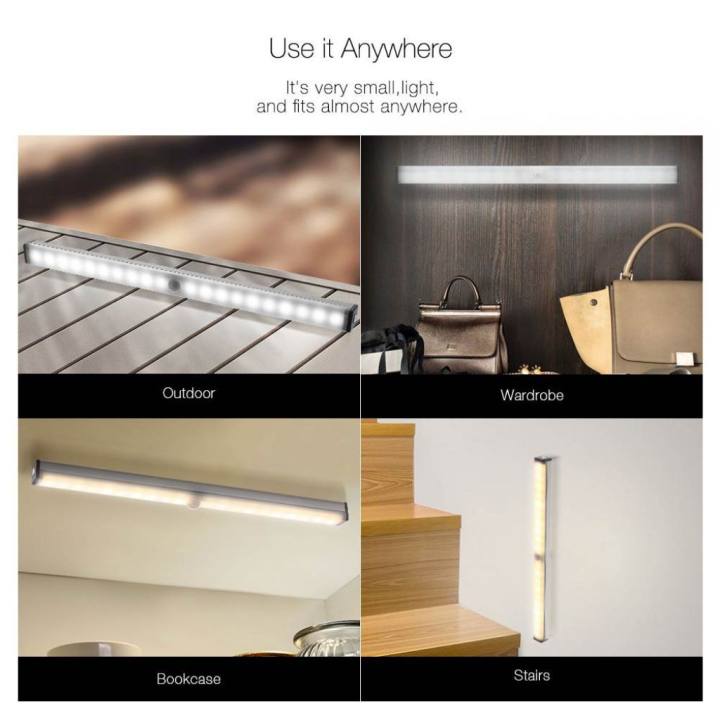 LED Motion Sensor Light 150/210/297MM Intelligent Induction USB Rechargable For Wardrobe/Stairs/Bed Rechargeable With Magnetic Strip Night Lamp