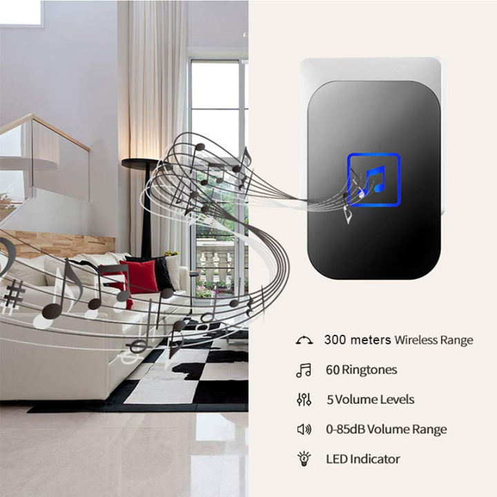 Home DoorBell Waterproof Wireless Battery Version 300M Signal Led 5 Levels Volume Home Doorbell