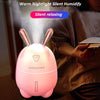 Air Diffuser Humidifier 300ML Cute Rabbit Cat Nano Atomized Home Refresher Night Light Cooling Air Refresh Mist USB Silent Car Office Mist Diffuser