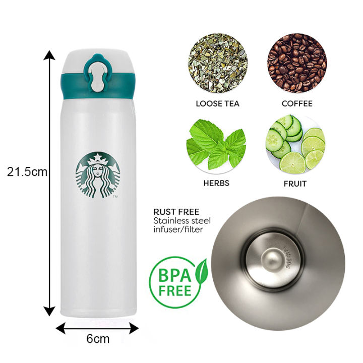 Starbucks Thermos Stainless Steel Flask Vacuum Bounce Cover Thermos Bottle 500 ml