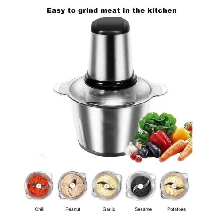 Kitchen 2L Meat Grinder Stainless Steel Electric Mutifunction Food Processor Chopper EU Pulg Stainless Steel Blade Vegetable Chopper Blender Mincer