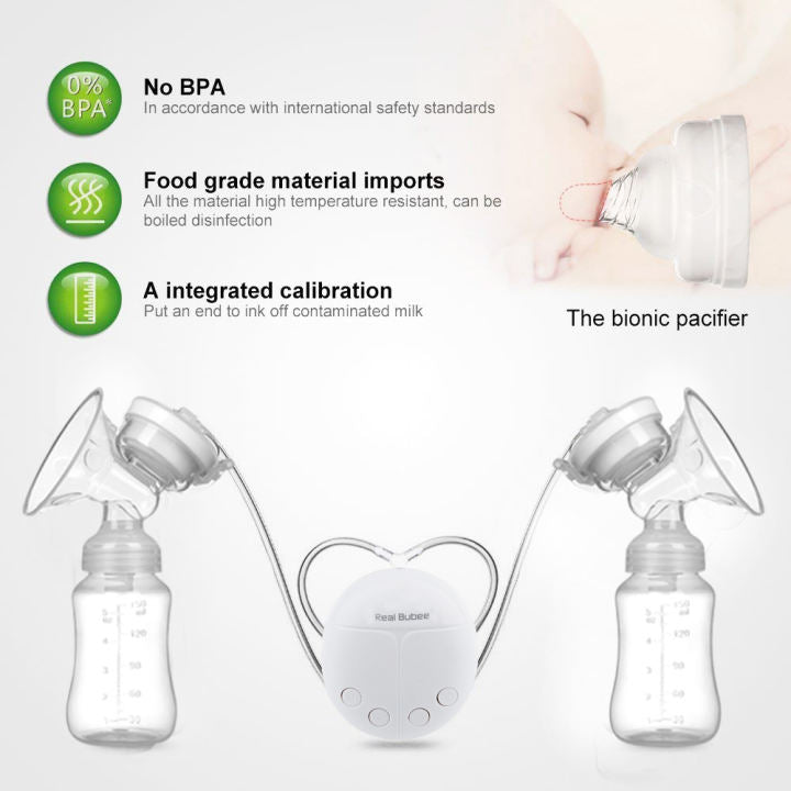 Real Bubee Breast Pump 150ml Milk Bottle Electric USB Pam Susu Easy Clean Bubee BPA Free Breastpump