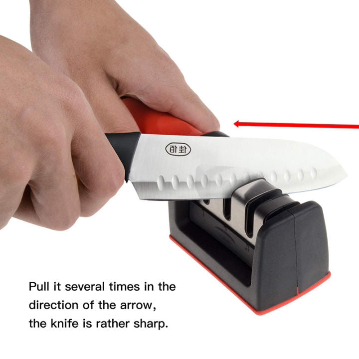 Knife Sharpener 3 Stages Knife Kitchen Tools Stainless Steel High Quality Safe Sturdy Locking Pads Grinder Stone