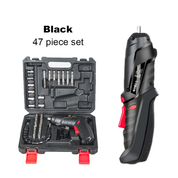 47Pcs Cordless Screwdriver 3.6V Electric Drill Machine Rechargeable Drill Screwdriver Tools Set LED Light Household Hand Drill Power Driver Bit Full Set