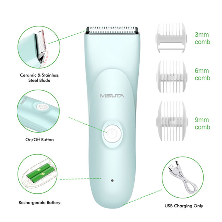 Misuta Electric Baby Hair Clipper Quiet Design Waterproof Wet And Dry Healthcare Infant Haircult