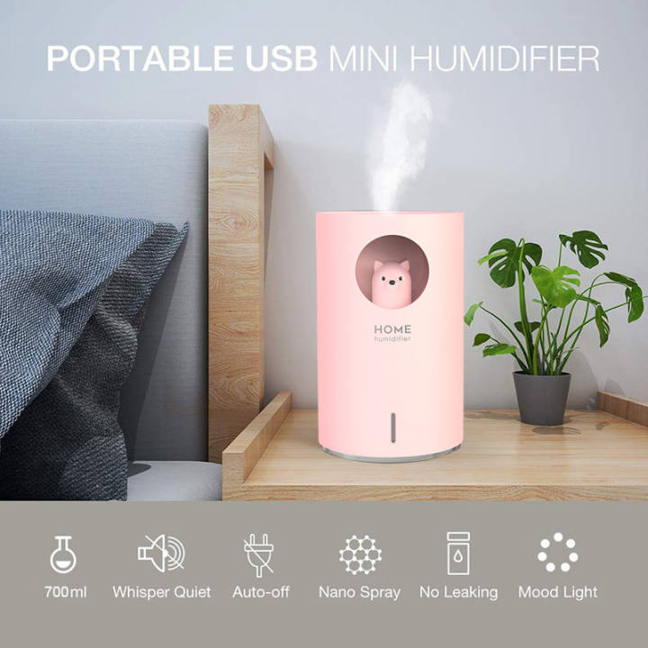700ML Air Humidifier Pet Bear USB Night Light Portable Large Capacity Whisper Quiet Office Desktop Home Humidifier