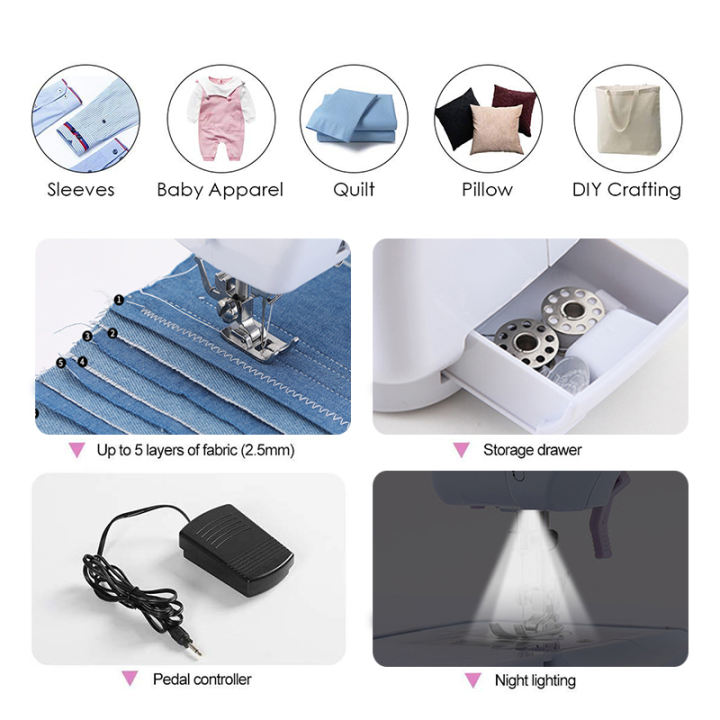 727 Portable Sewing Machine Mini 19 Stitches Household Multifunction Home Use Clothes Sewing Tools