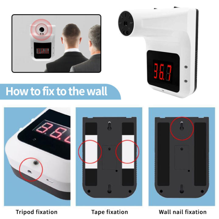 K3 Wall Mounted Thermometer Auto Sensor Non-contact Infrared Digital Temperature Forehead LCD Display With Fever Alarm Adult Office Store Infrared Thermometer