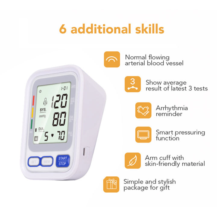 Arm Blood Pressure Monitor LCD Heart Beat Home USB Wireless Digital Automatic Large Cuff Englsih Voice Reading Heart Rate High Accuracy Machine Pulse Tracker BP Monitor
