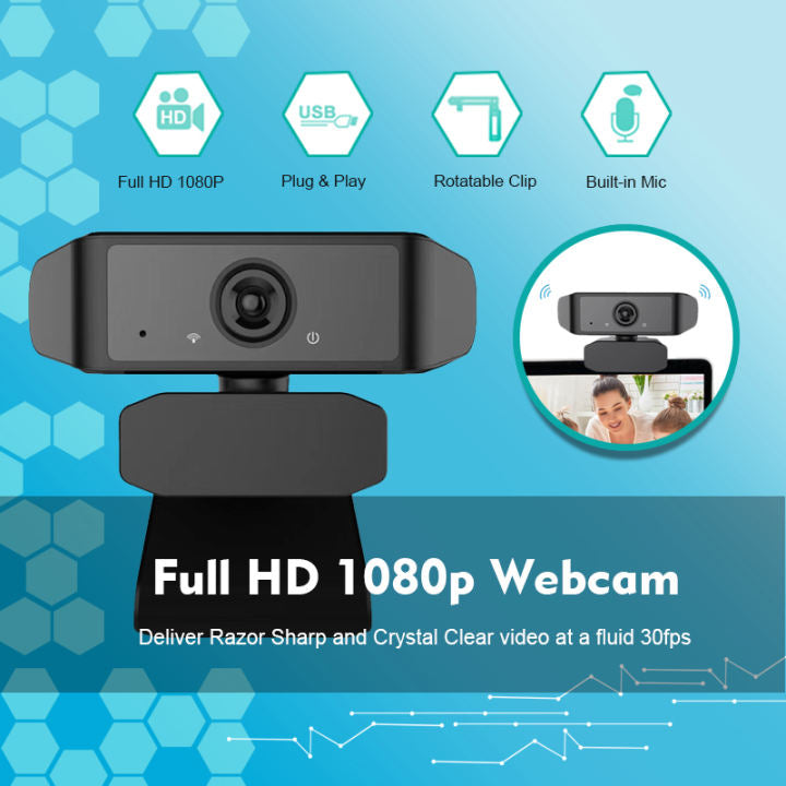 1080P Webcam Live Large View USB Wireless With Microphone For Video Conferencing Auto-Adjust Computer Camera