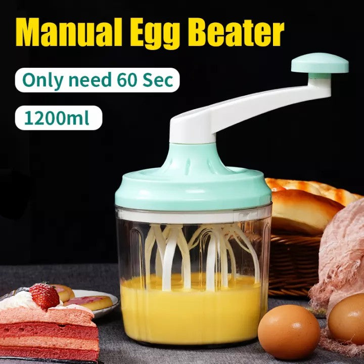 Migecon 1200ml Manual Egg Beater Whipping Cream Whisk Blender Coffee Grinder Baking Tools & Accessories Cake Accessories Strong Power 60 Seconds Fast Stirring