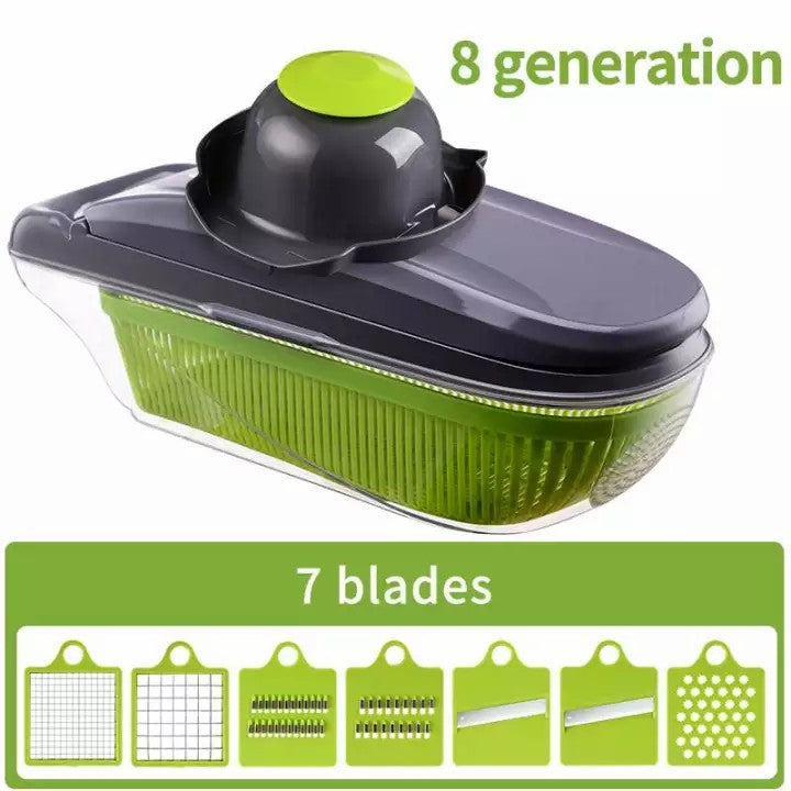 Migecon Upgrade Multifunctional Vegetable Chopper Cut Pieces Shreds Slices Grinder Stainless Steel Blade Easy To Install And Clean