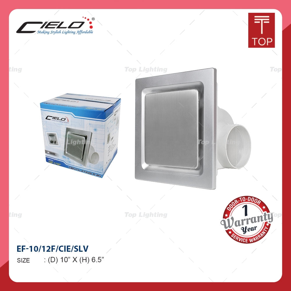 Cielo 10'' White/Silver Ceiling Ventilator Fan