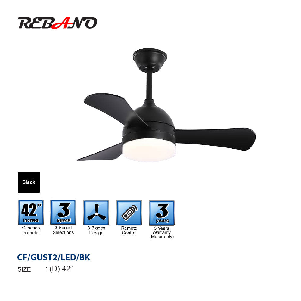Rebano Gust II 42" LED/Non-LED Black/White Decorative Baby Ceiling Fan