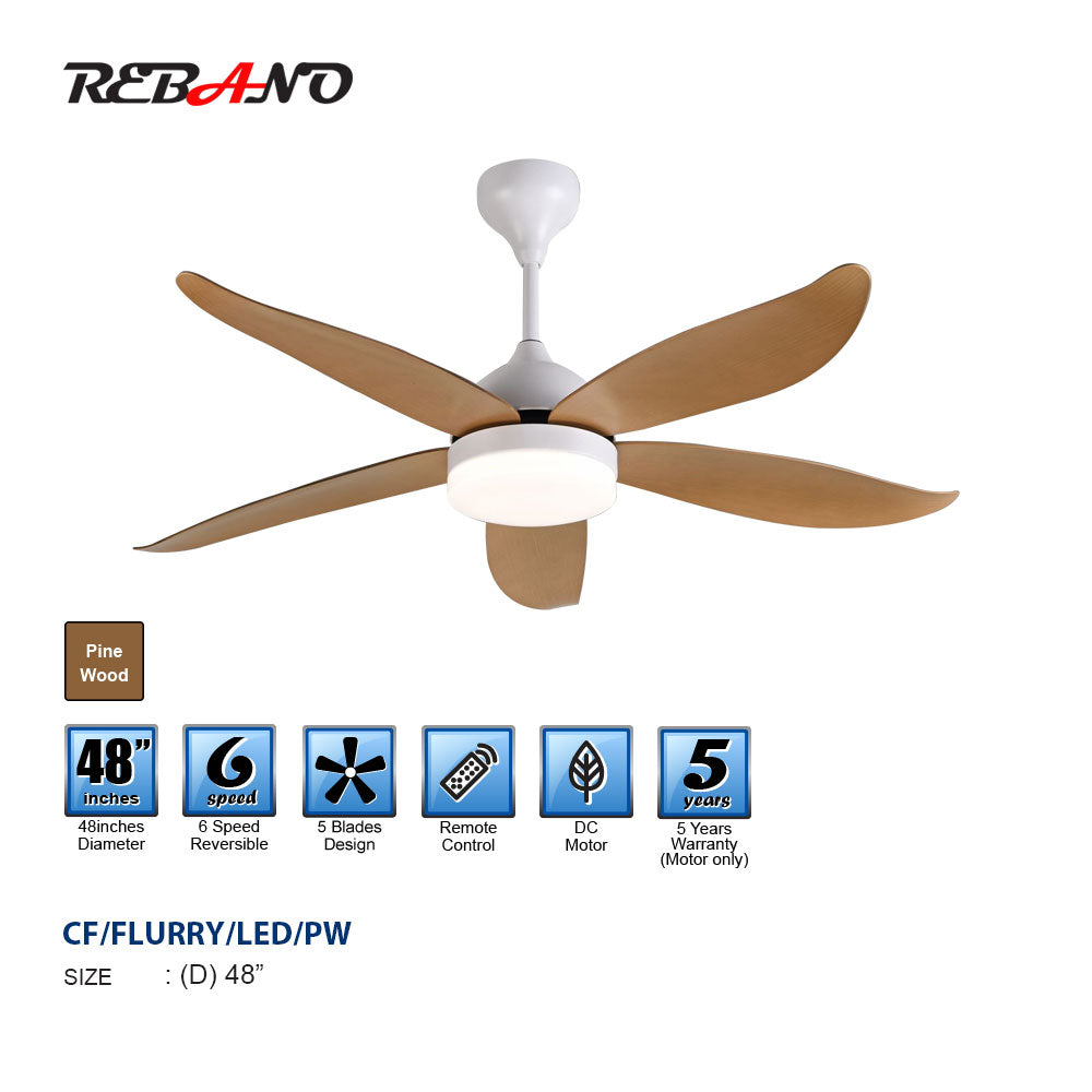 Rebano Flurry 48" LED & DC Motor Decorative Ceiling Fan