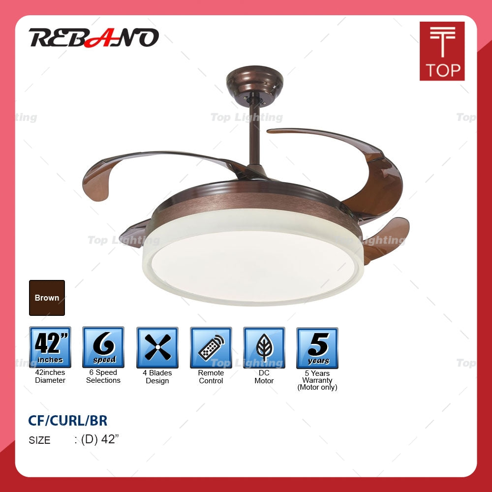 Rebano Curl 42" LED & DC Motor Decorative Ceiling Fan