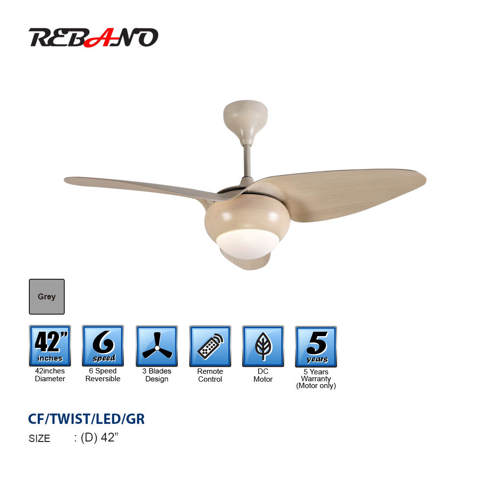 Rebano Twist 42" LED & DC Motor Decorative Ceiling Fan