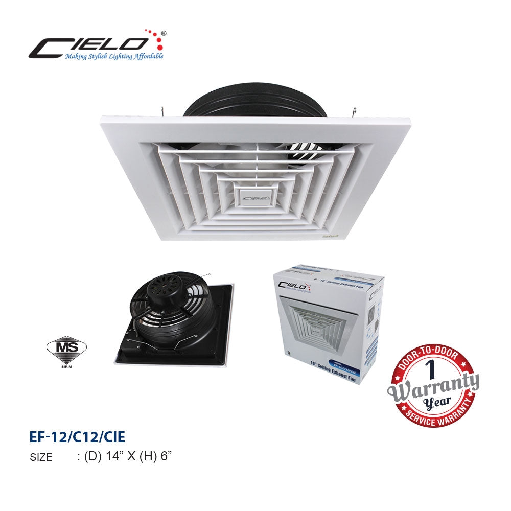 Cielo 10"/12" Ceiling Exhaust Fan [Sirim Cetificated]