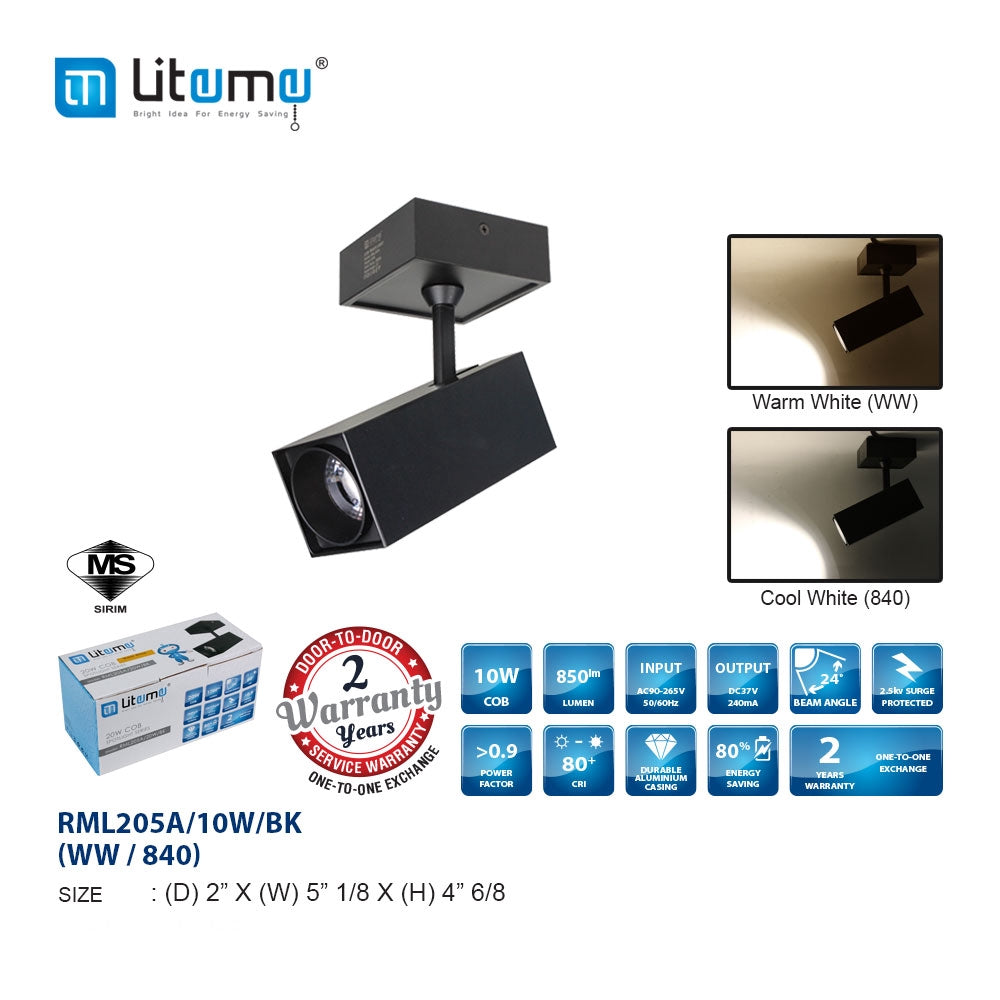 Liteme RML205A/RML206A 10W/20W/30W Black/white Round/square Ceiling LED Spot Light