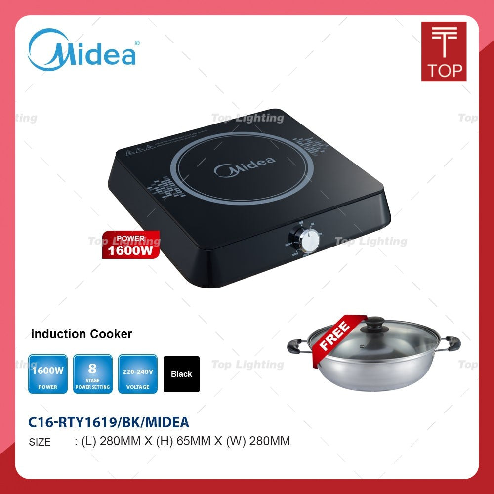 Midea C16-RTY1619 1600W Induction Cooker With Stainless Steel Pot