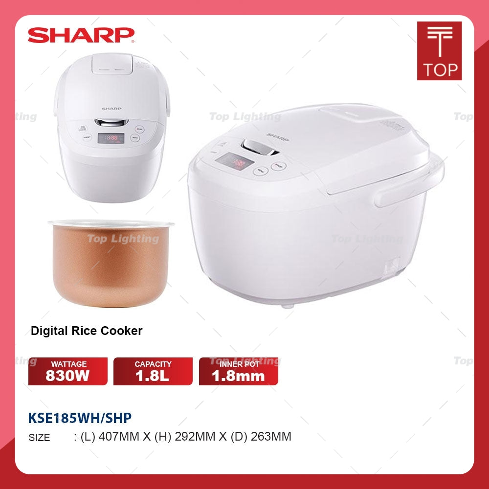 Sharp KSE185WH 1.8L 830W Digital Rice Cooker