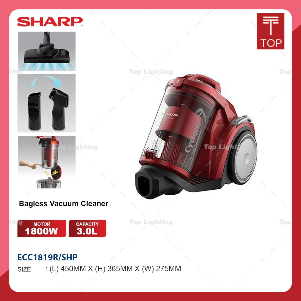 Sharp ECC1819R 1800W Vortix Cyclone Bagless Vacuum Cleaner